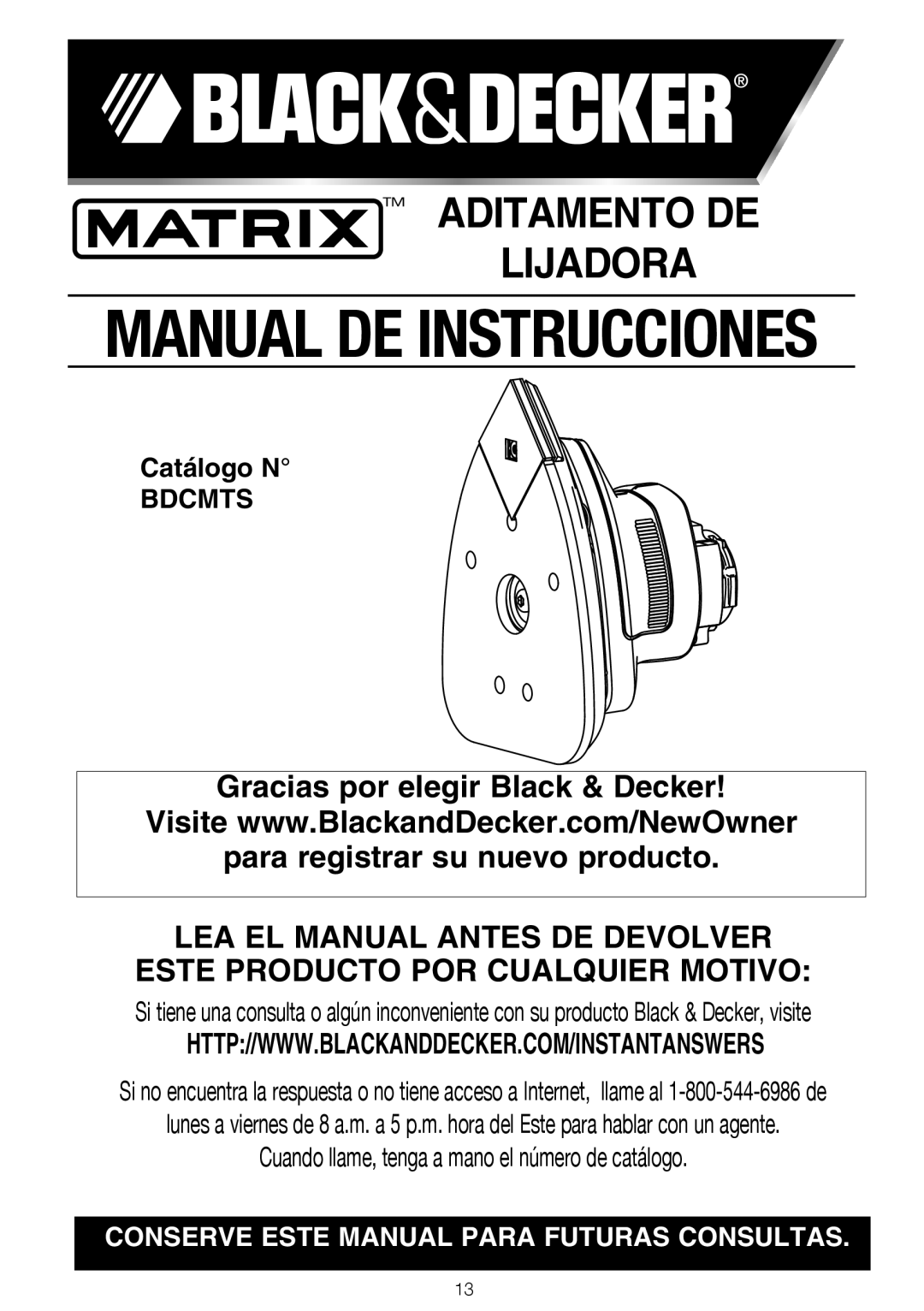 Black & Decker BDCMTS instruction manual Manual DE Instrucciones 