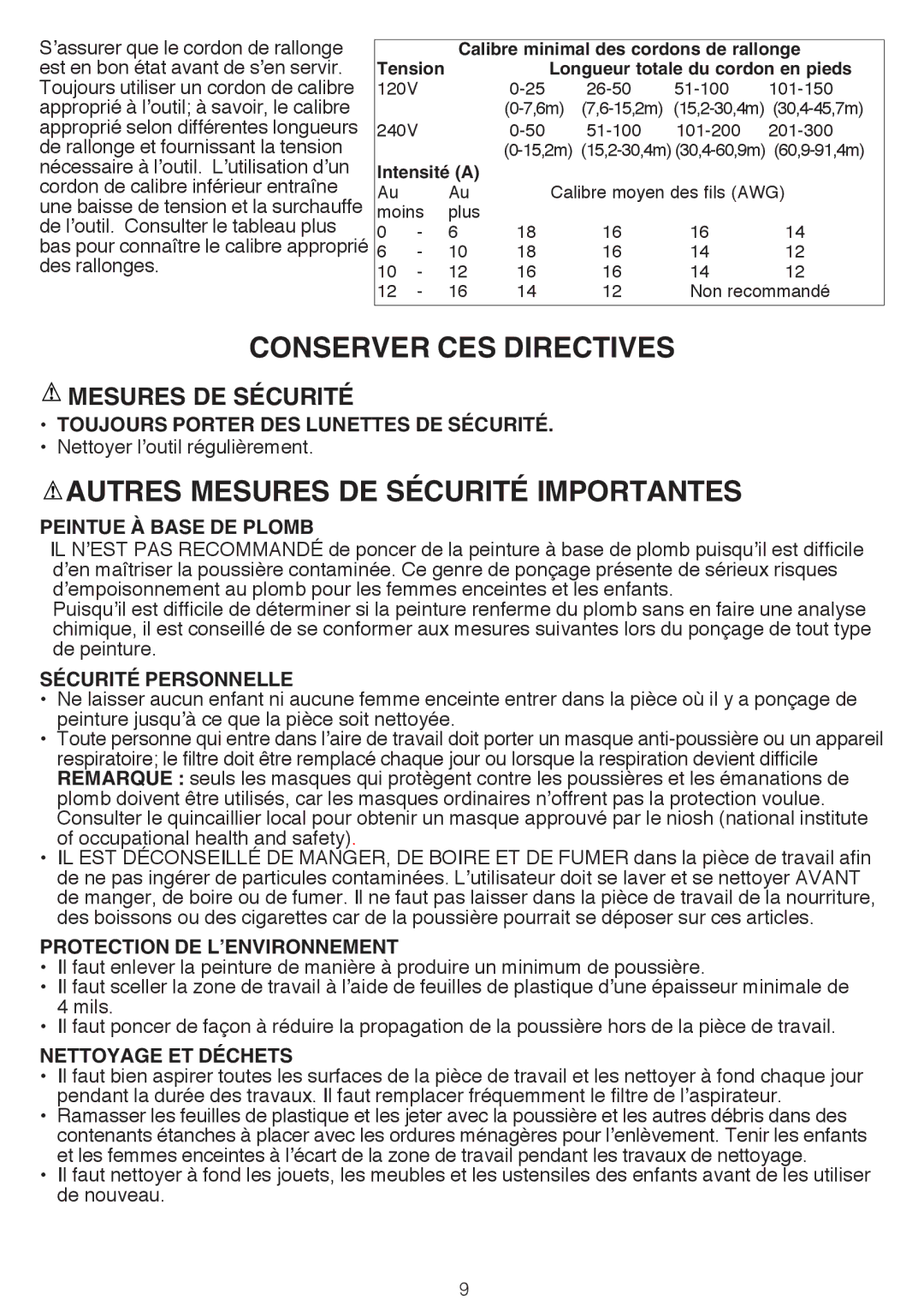 Black & Decker BDCMTS instruction manual Conserver CES Directives, Autres Mesures DE Sécurité Importantes 