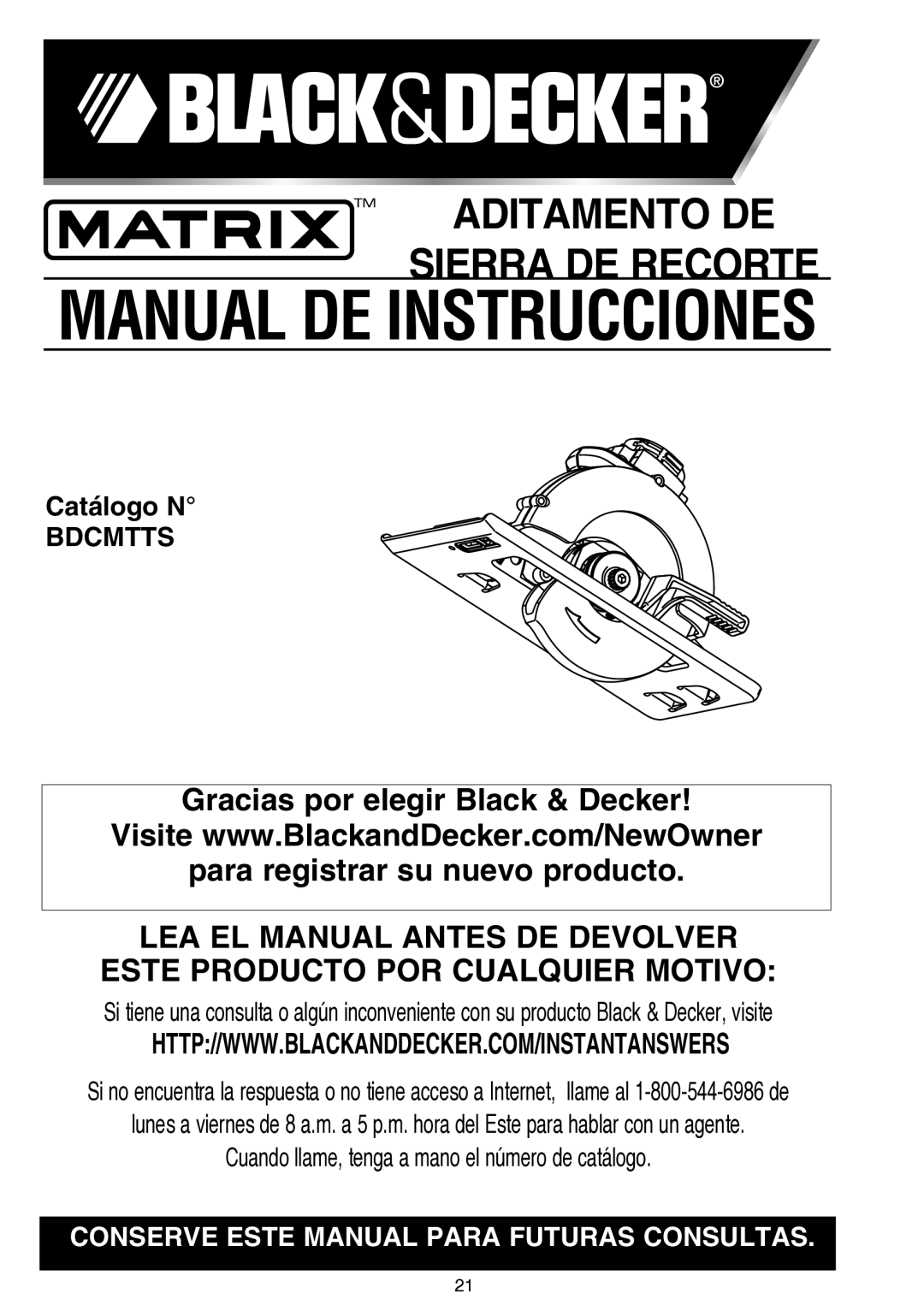 Black & Decker bdcmtts instruction manual Manual DE Instrucciones 