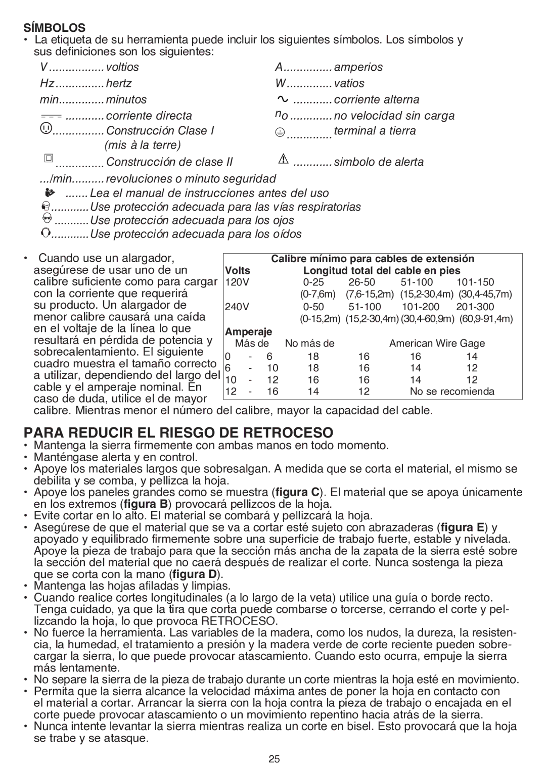 Black & Decker bdcmtts instruction manual Para Reducir EL Riesgo DE Retroceso, Símbolos 