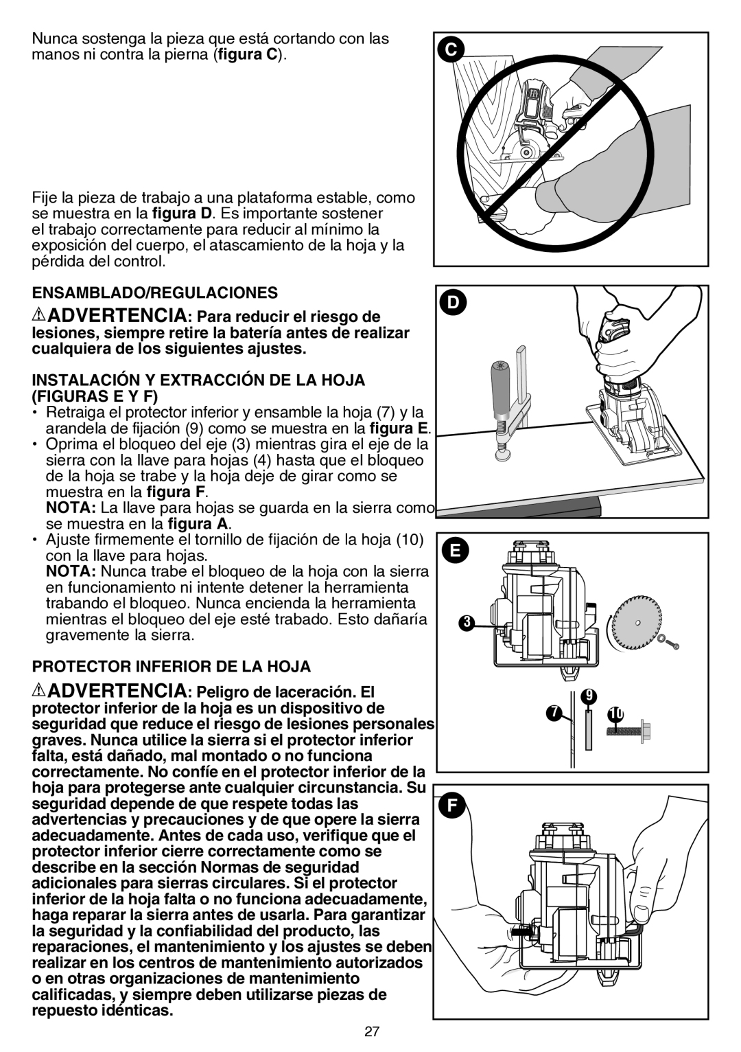 Black & Decker bdcmtts Ensamblado/Regulaciones, Instalación Y Extracción DE LA Hoja, Protector Inferior DE LA Hoja 