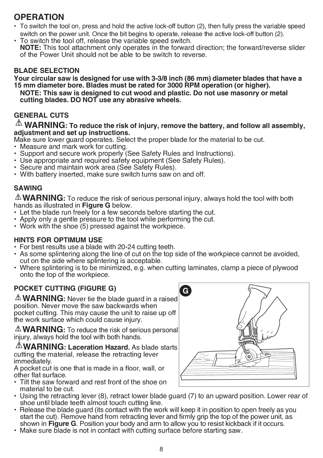 Black & Decker bdcmtts instruction manual Operation 