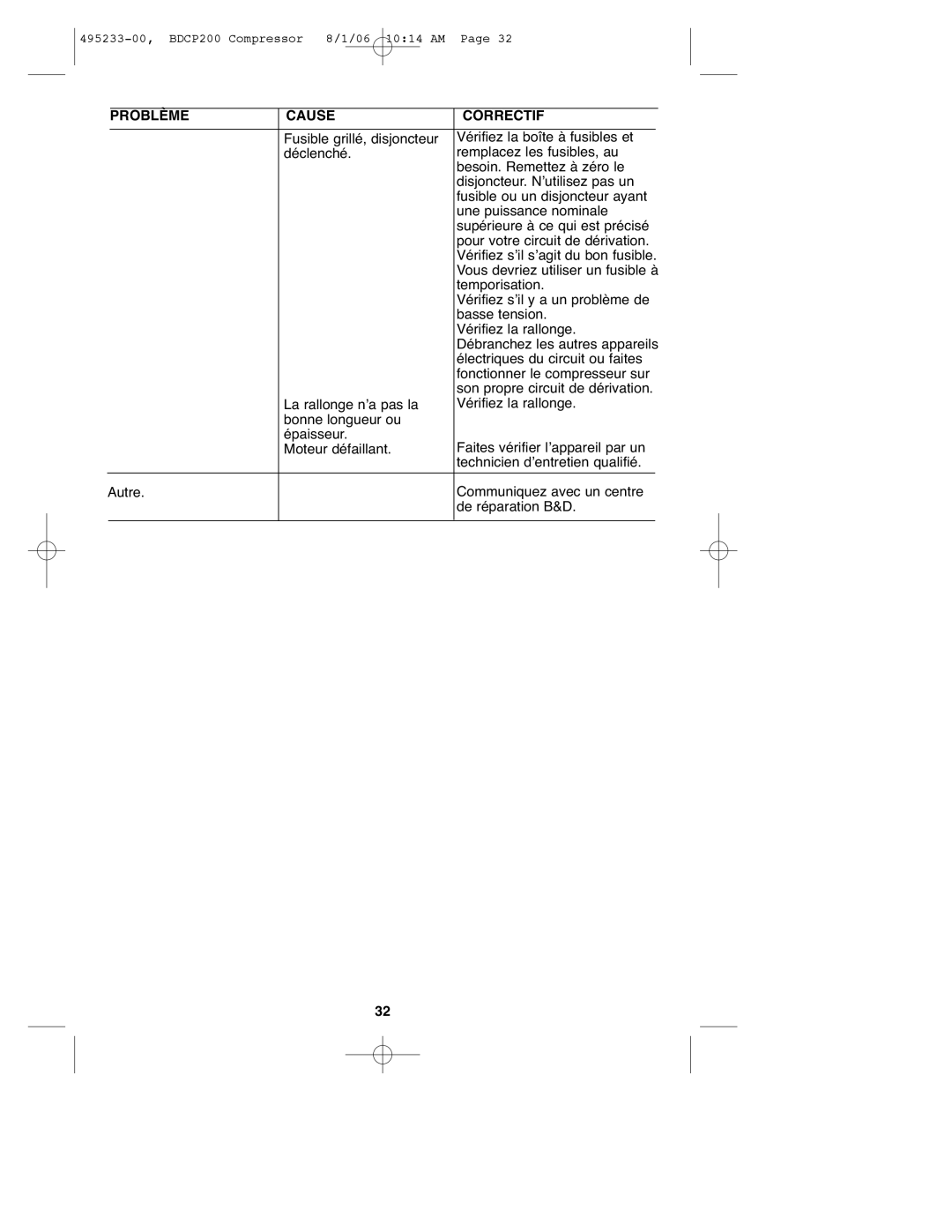 Black & Decker BDCP200, 495233-00 instruction manual Temporisation 