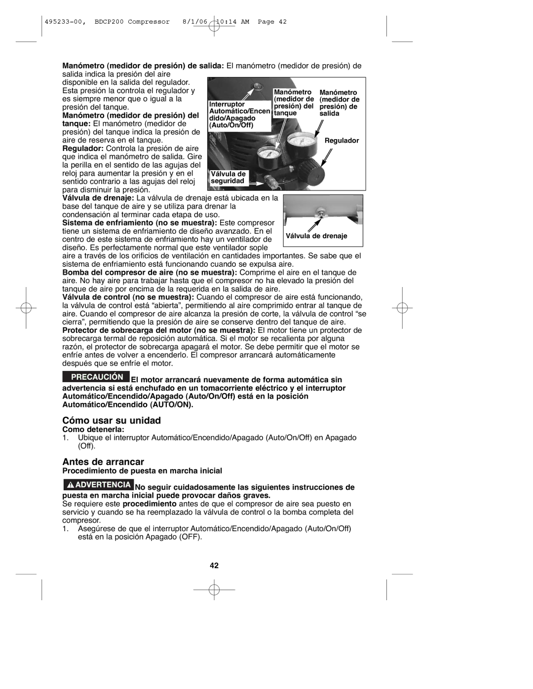 Black & Decker BDCP200, 495233-00 instruction manual Cómo usar su unidad, Como detenerla 