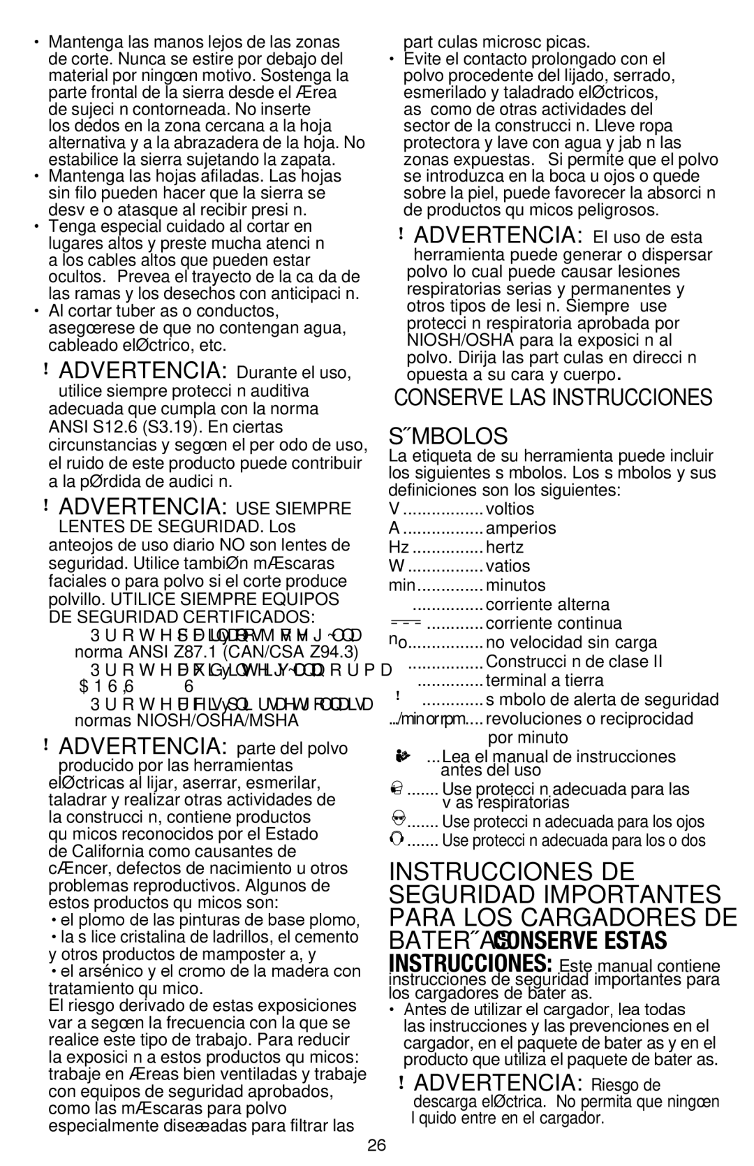 Black & Decker BDCR20B instruction manual Advertencia USE Siempre, Advertencia Riesgo de 