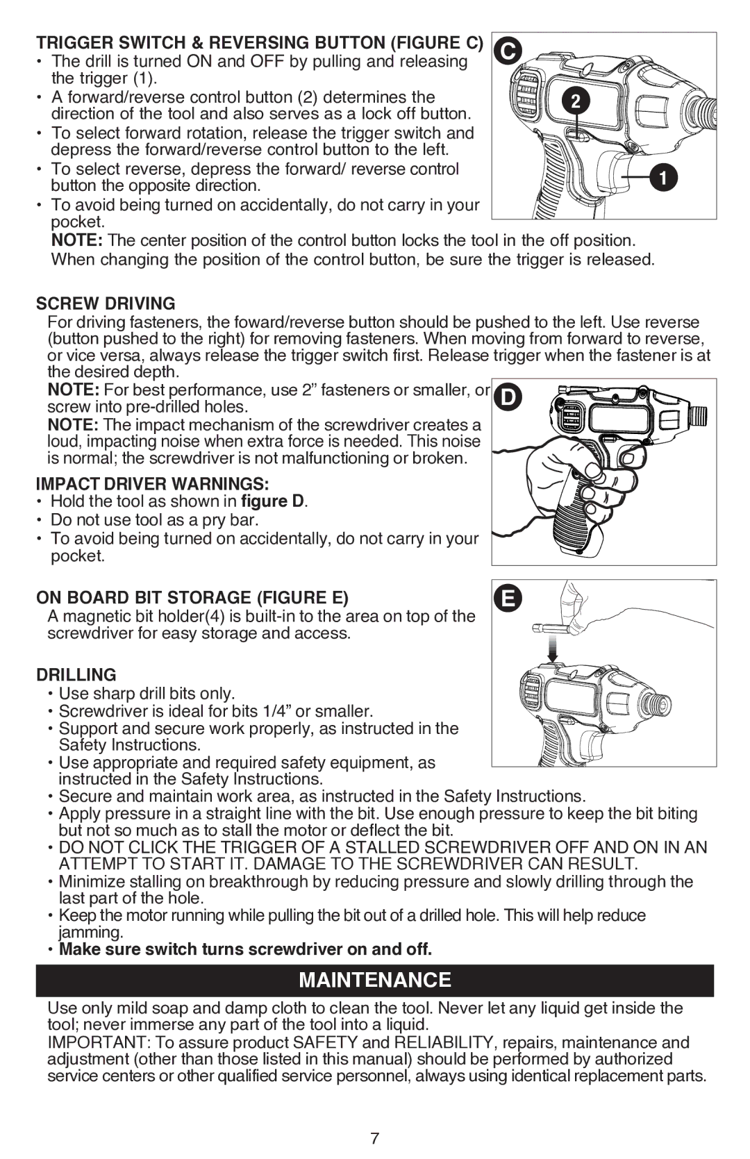 Black & Decker BDCS80I instruction manual Maintenance 