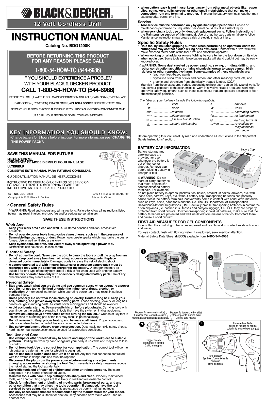 Black & Decker 5145557-04 instruction manual KEY Information YOU should Know, Specific Safety Rules, General Safety Rules 