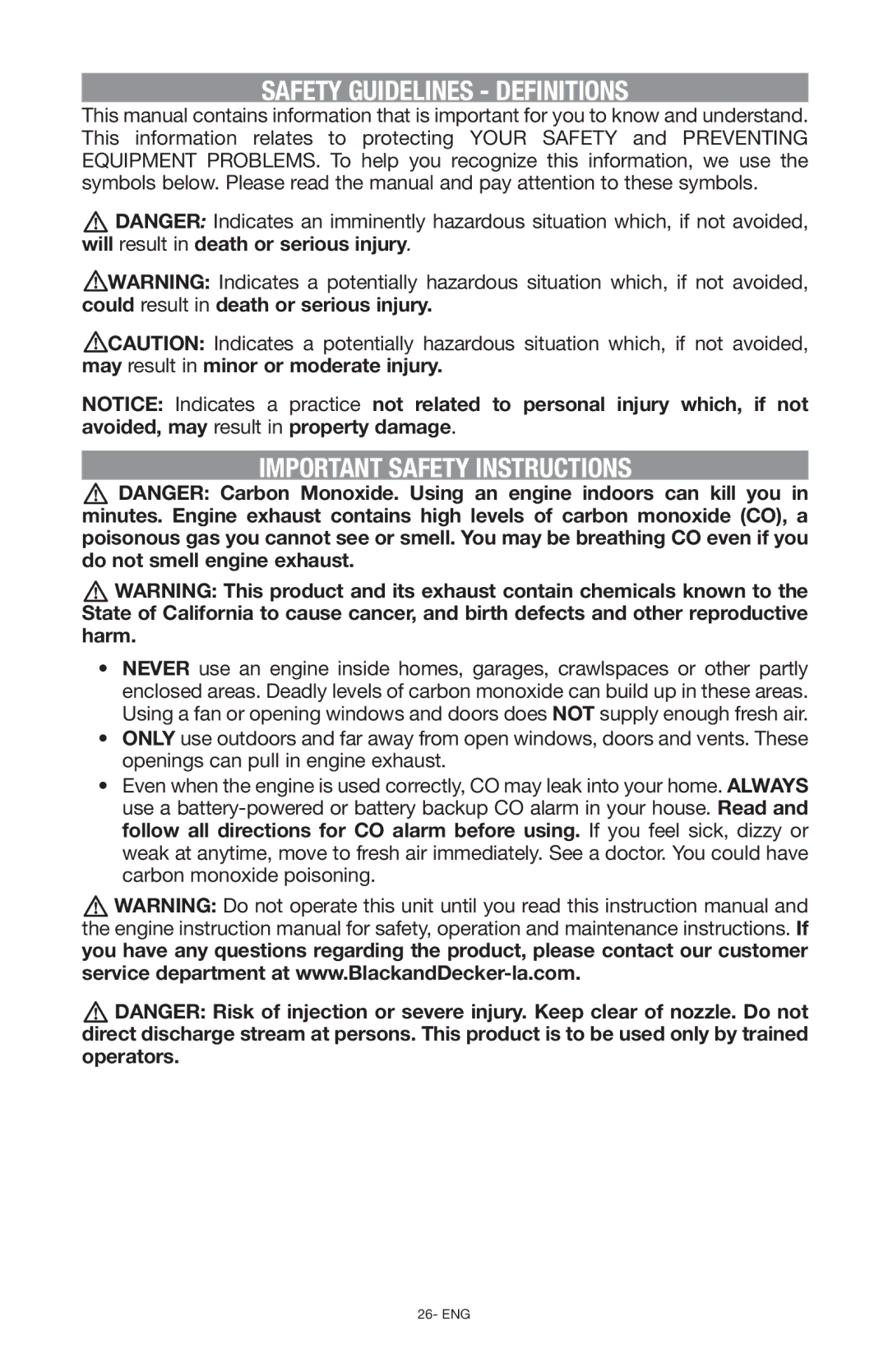 Black & Decker BDG2600-B3, BDG3100-B3 instruction manual Safety Guidelines Definitions, Important Safety Instructions 