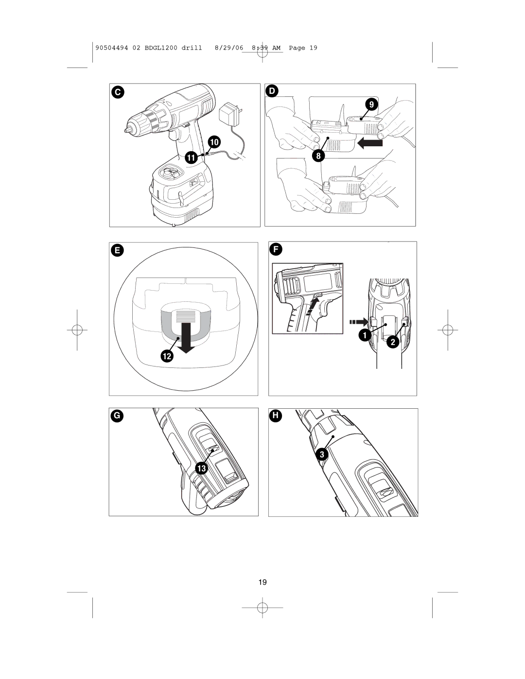 Black & Decker BDGL1800, BDGL1440 instruction manual 90504494 02 BDGL1200 drill 8/29/06 839 AM 