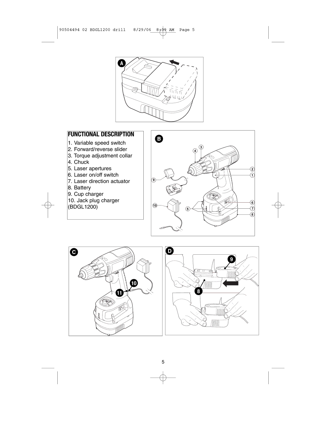 Black & Decker BDGL1440, BDGL1800, BDGL1200, 90504494 instruction manual Functional Description 