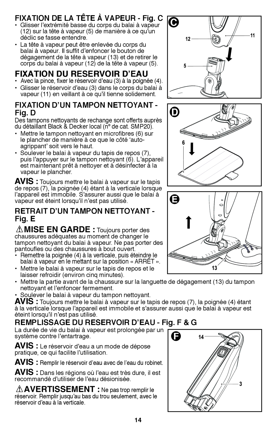 Black & Decker BDH1720SM instruction manual Fixation DU Reservoir D’EAU 