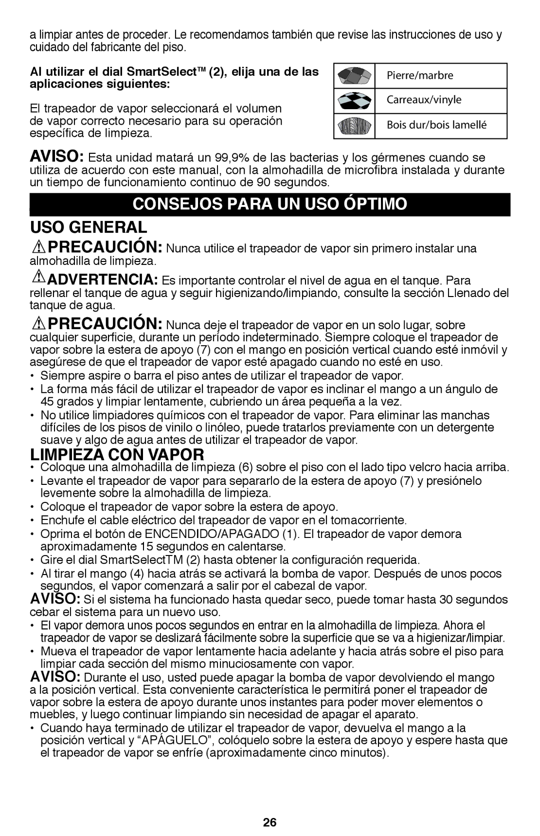 Black & Decker BDH1720SM instruction manual Consejos Para UN USO Óptimo USO General, Limpieza CON Vapor 