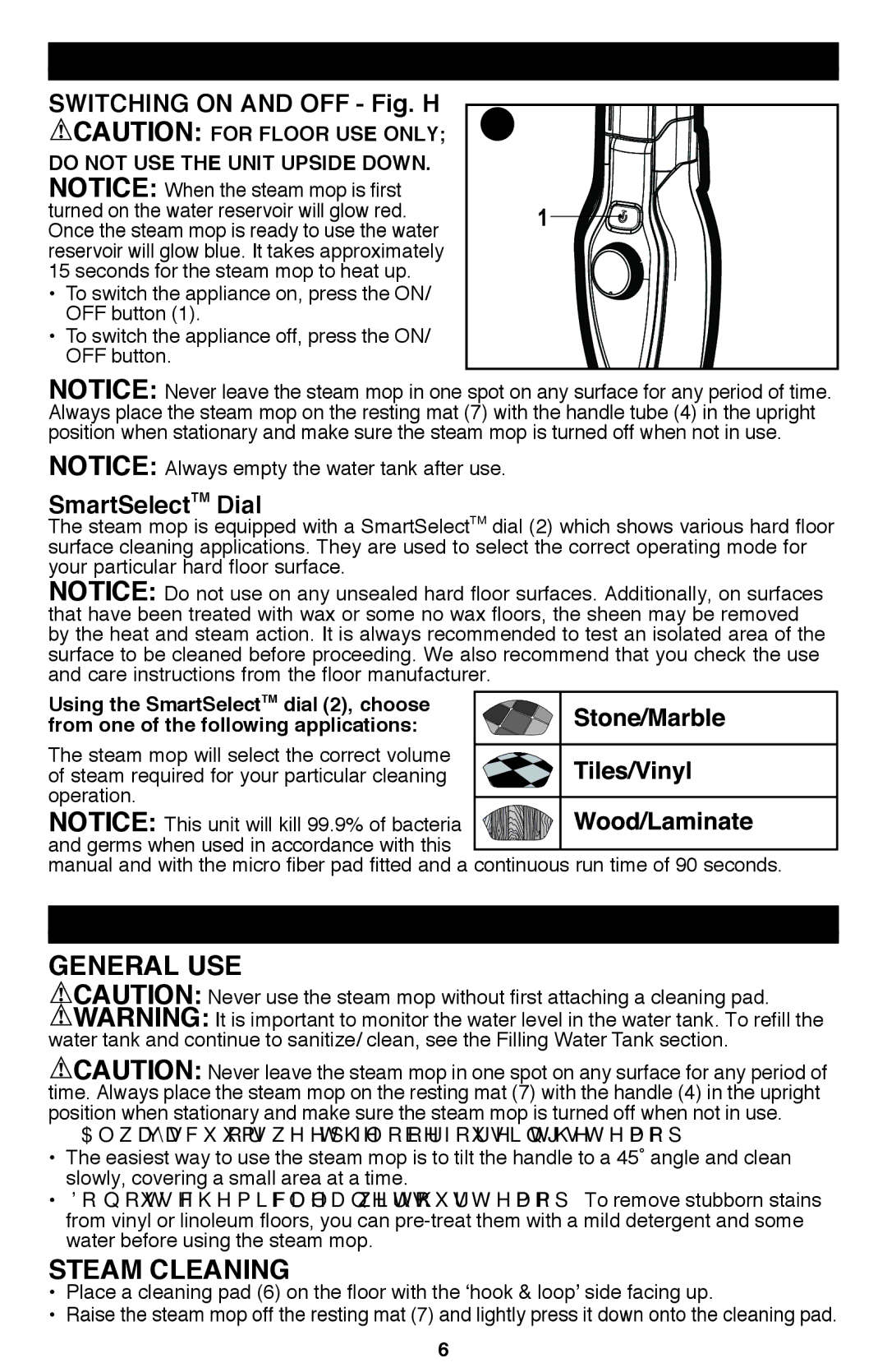 Black & Decker BDH1720SM instruction manual Operation, Hints for optimum use, General USE, Steam cleaning 