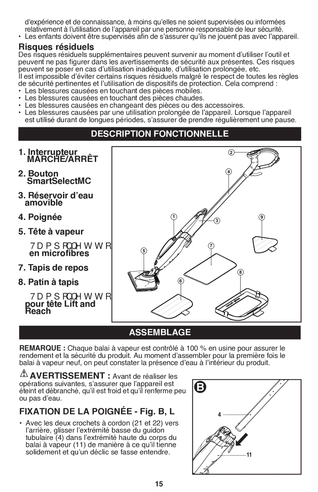 Black & Decker BDH1760SM instruction manual Description fonctionnelle, Marche/Arrêt, Assemblage 