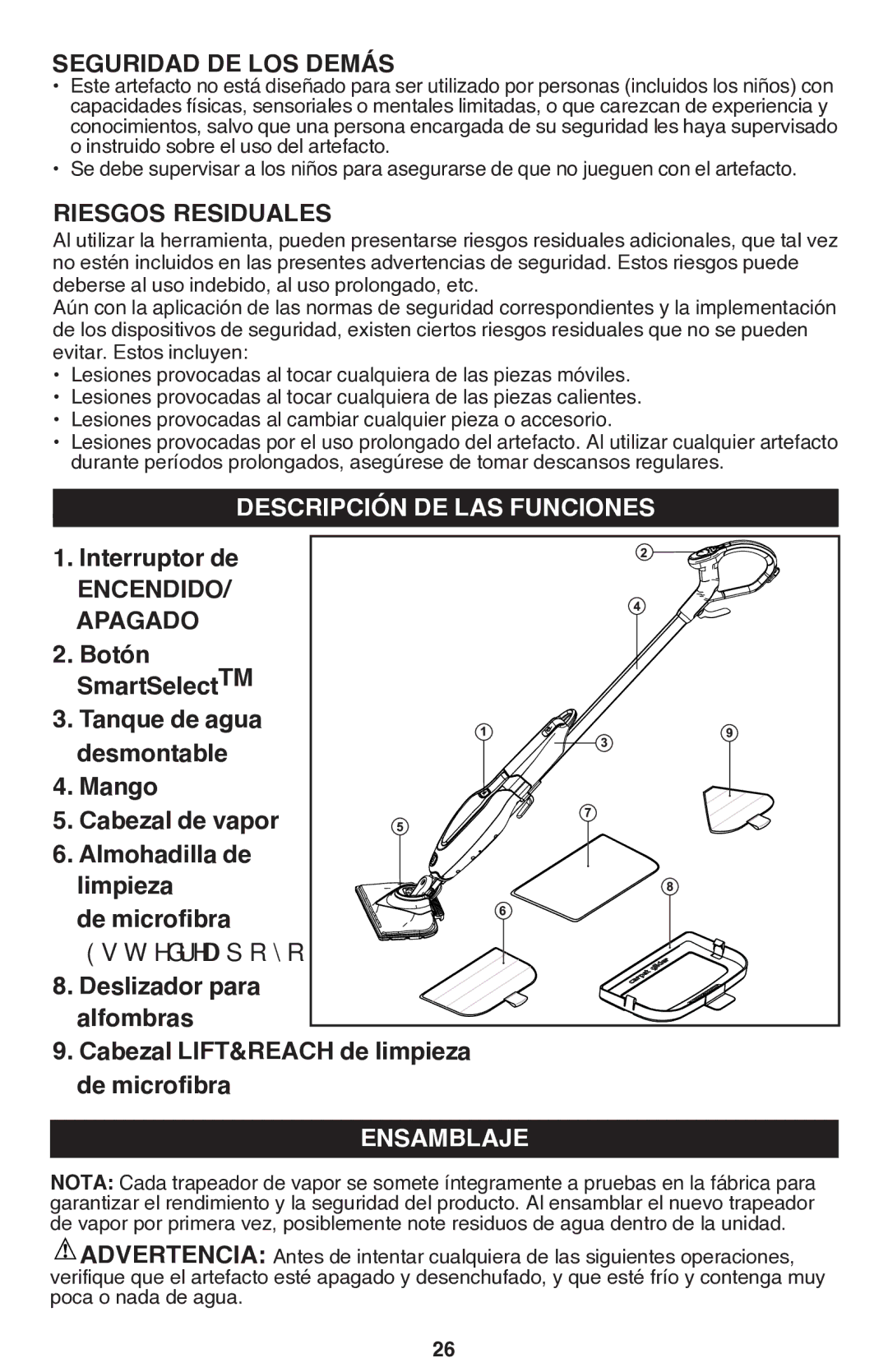 Black & Decker BDH1760SM instruction manual Descripción de las funciones, ENCENDIDO/ Apagado, Ensamblaje 