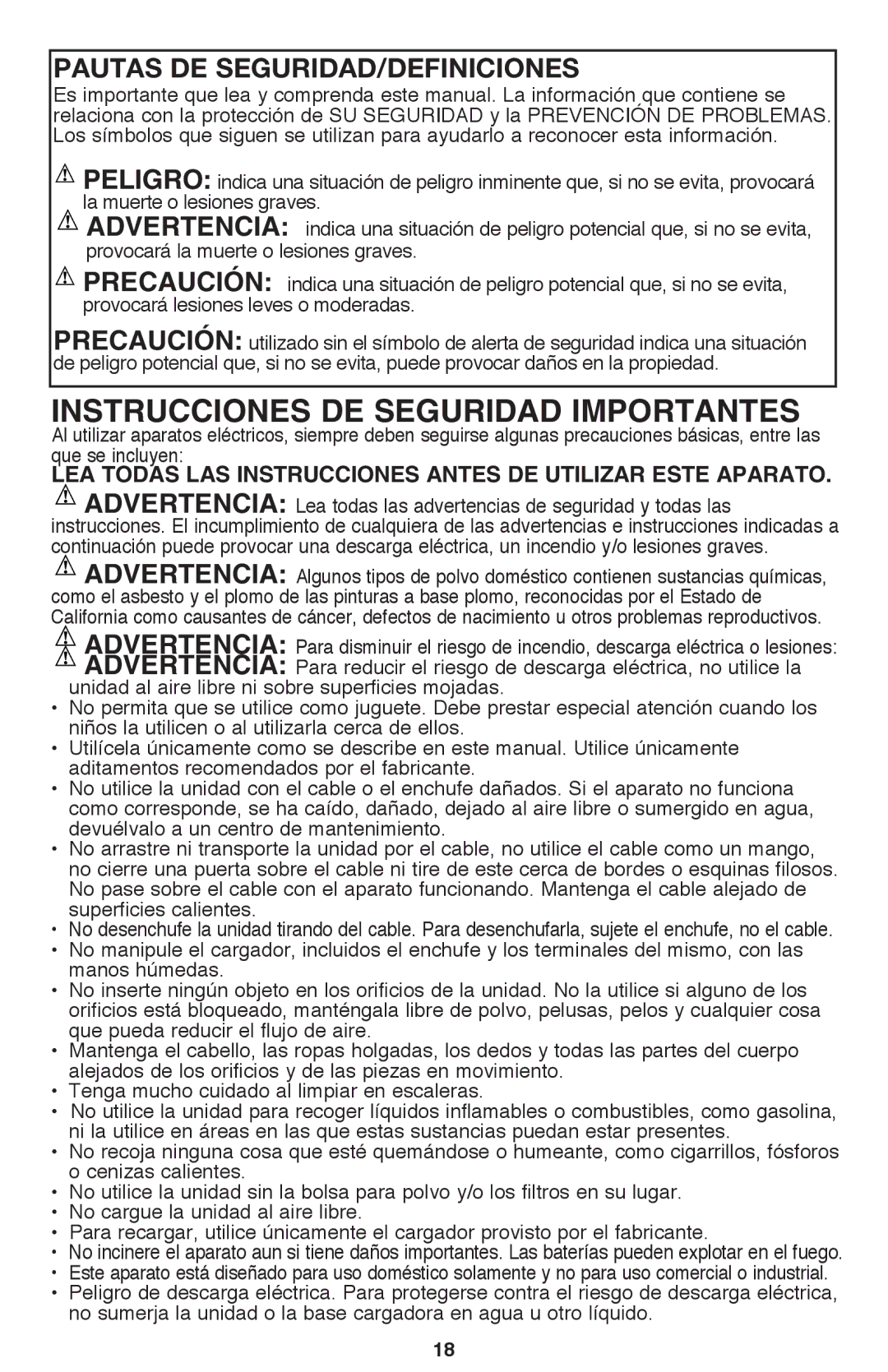 Black & Decker BDH1800S instruction manual Instrucciones DE Seguridad Importantes 