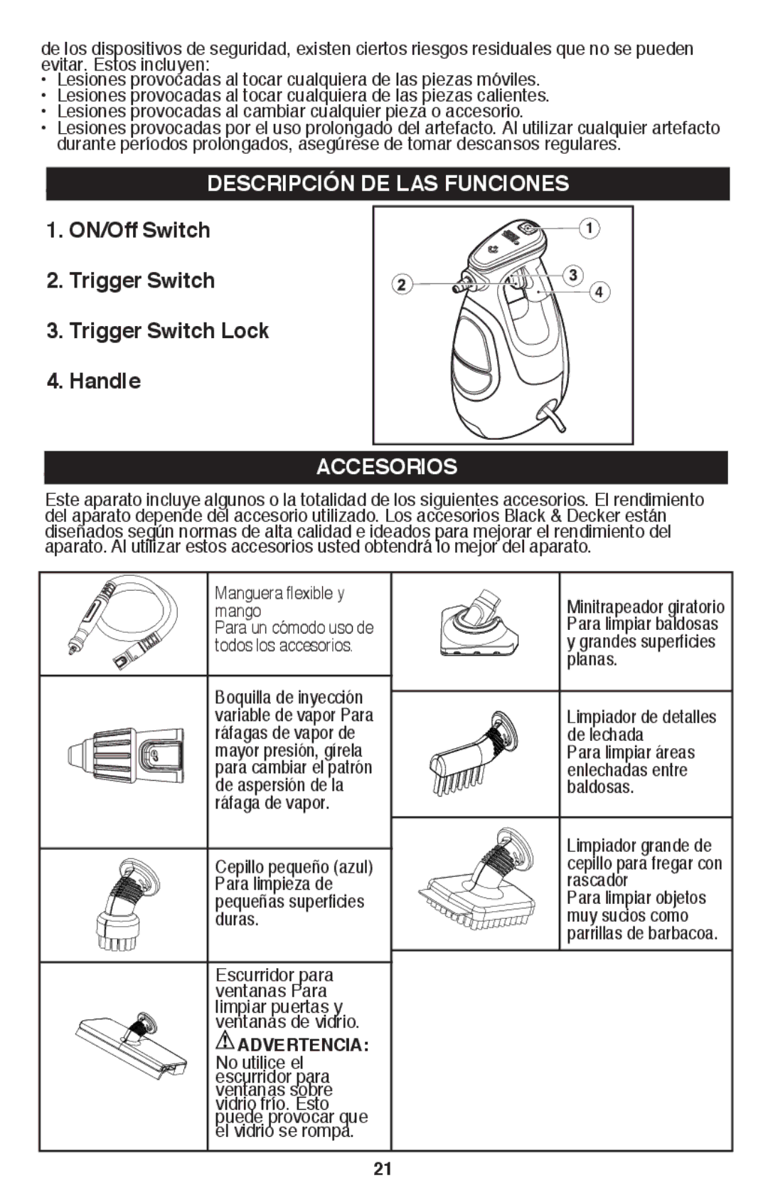 Black & Decker BDH1800SM instruction manual Accesorios 