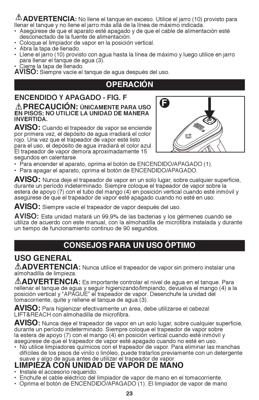 Black & Decker BDH1800SM Operación, Consejos Para UN USO Óptimo USO General, Limpieza CON Unidad DE Vapor DE Mano 