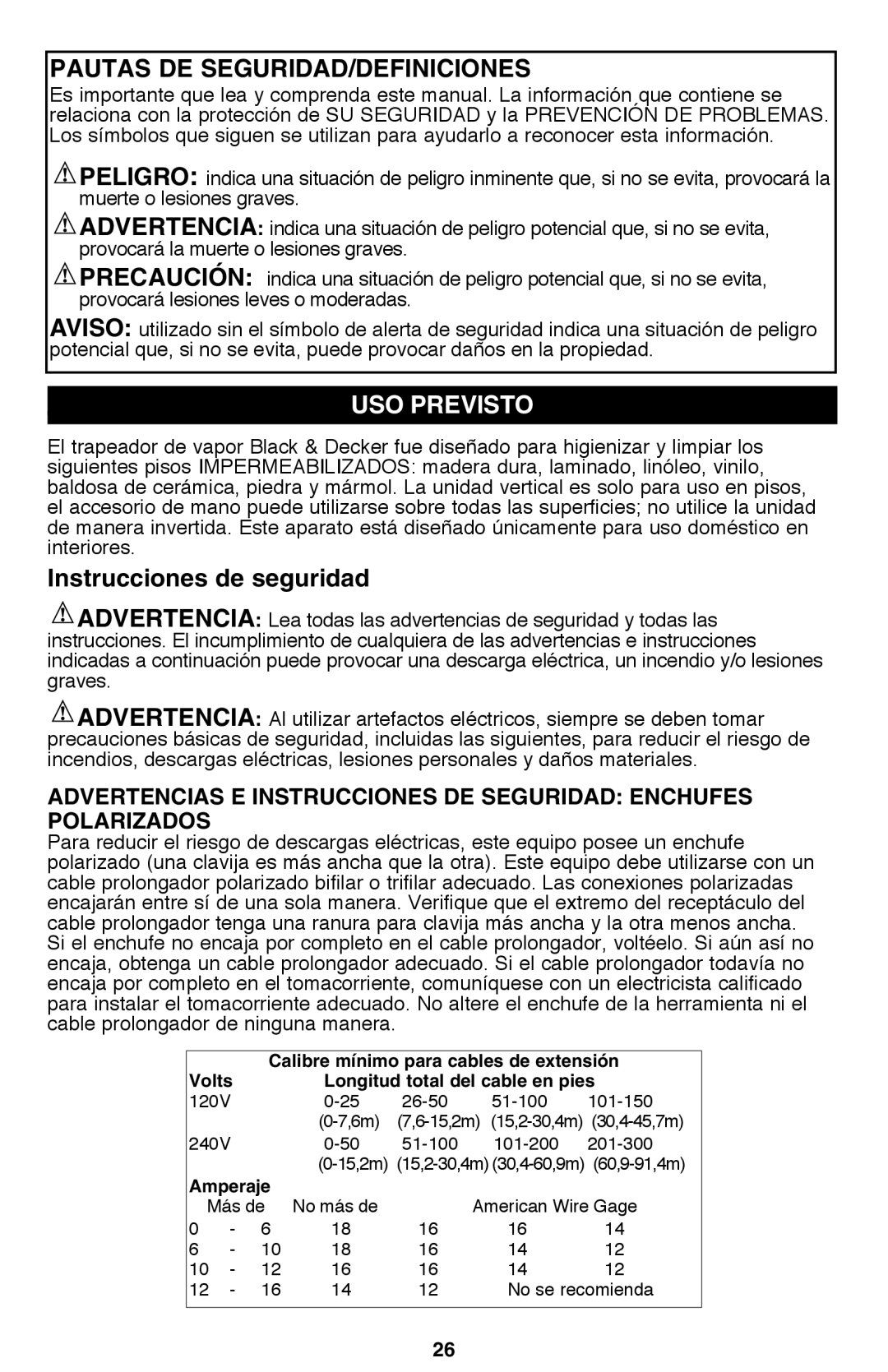 Black & Decker BDH1850SM instruction manual USO Previsto, Instrucciones de seguridad 