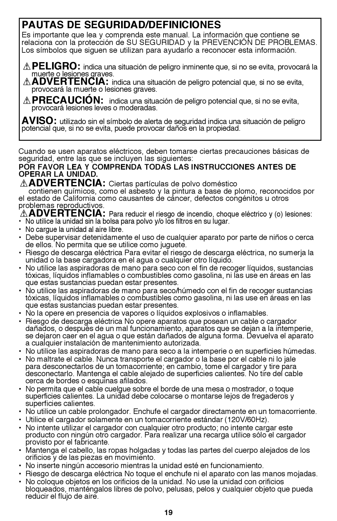 Black & Decker BDH2000L instruction manual Pautas De Seguridad/Definiciones 