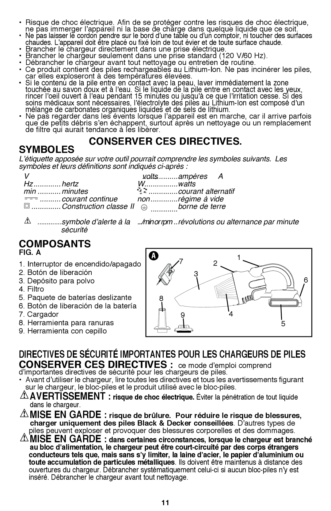 Black & Decker BDH2000SDL, BDH2000SL instruction manual Conserver CES Directives, Composants 