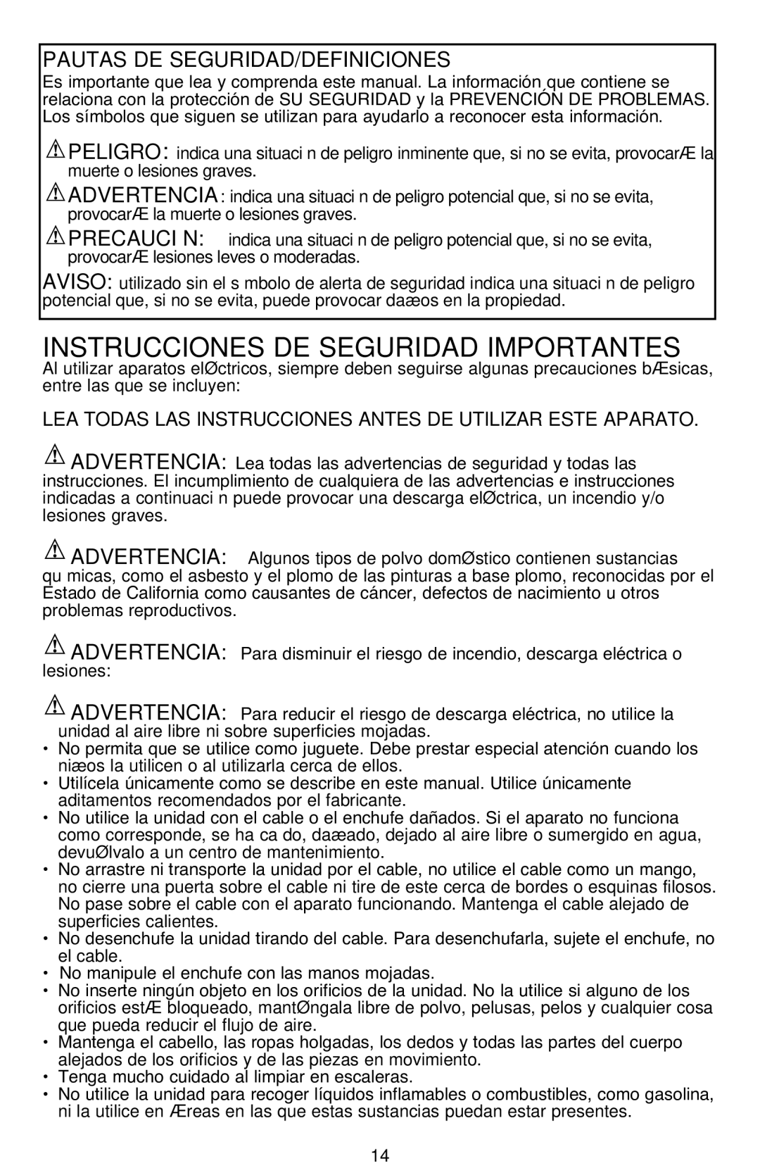 Black & Decker BDH7200CHV instruction manual Instrucciones DE Seguridad Importantes, Pautas DE SEGURIDAD/DEFINICIONES 