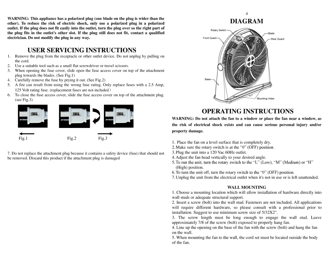 Black & Decker BDHT5016 instruction manual User Servicing Instructions, Diagram Operating Instructions 