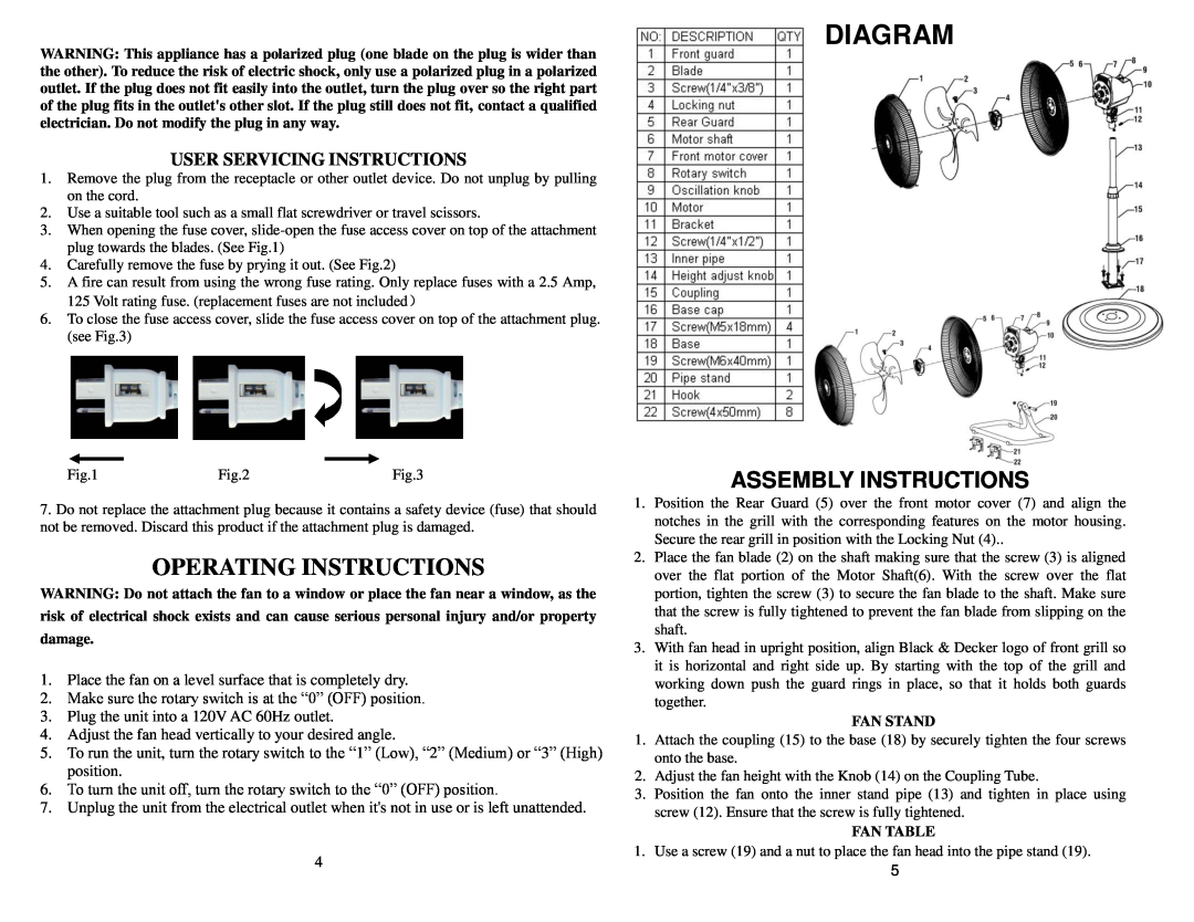 Black & Decker BDHV3016 Operating Instructions, Diagram, Assembly Instructions, User Servicing Instructions 
