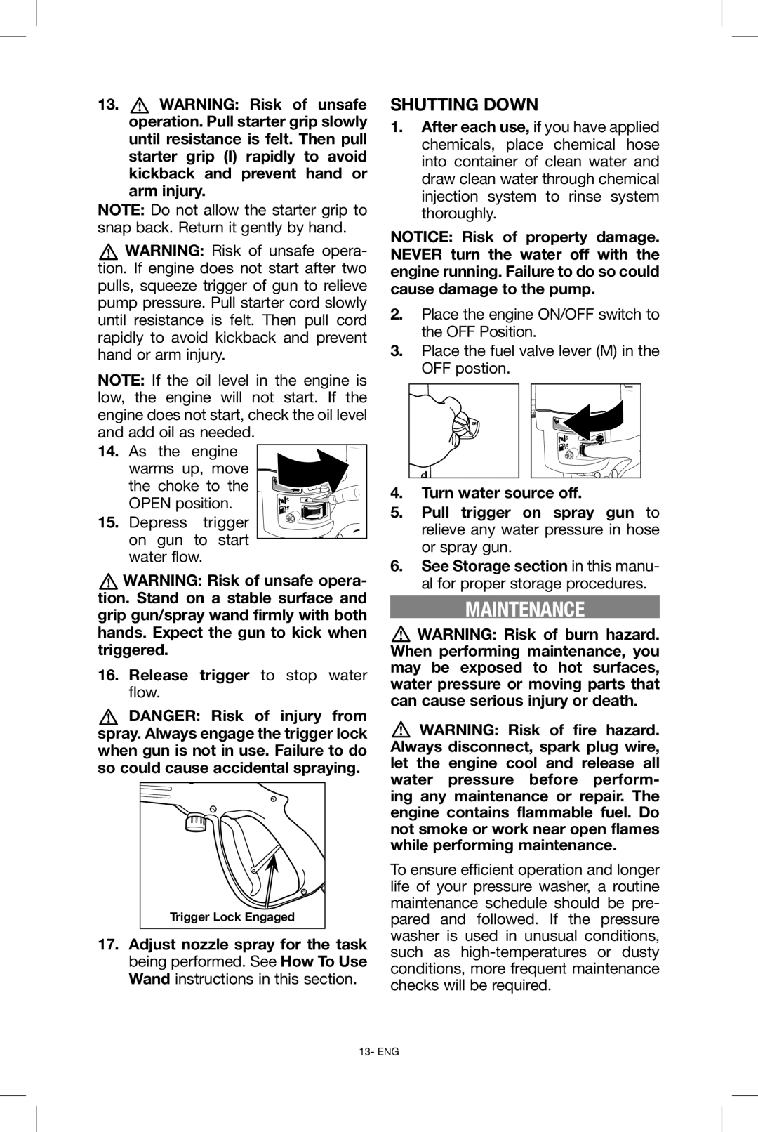 Black & Decker BDP2600 instruction manual Maintenance, Release trigger to stop water flow 