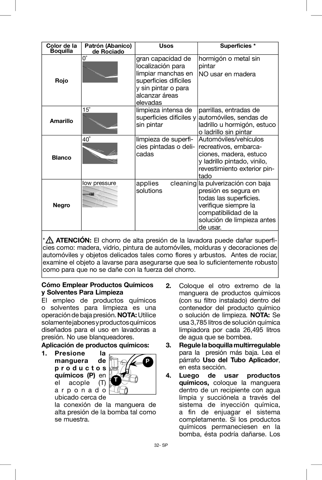 Black & Decker BDP2600 instruction manual Cómo Emplear Productos Químicos y Solventes Para Limpieza 