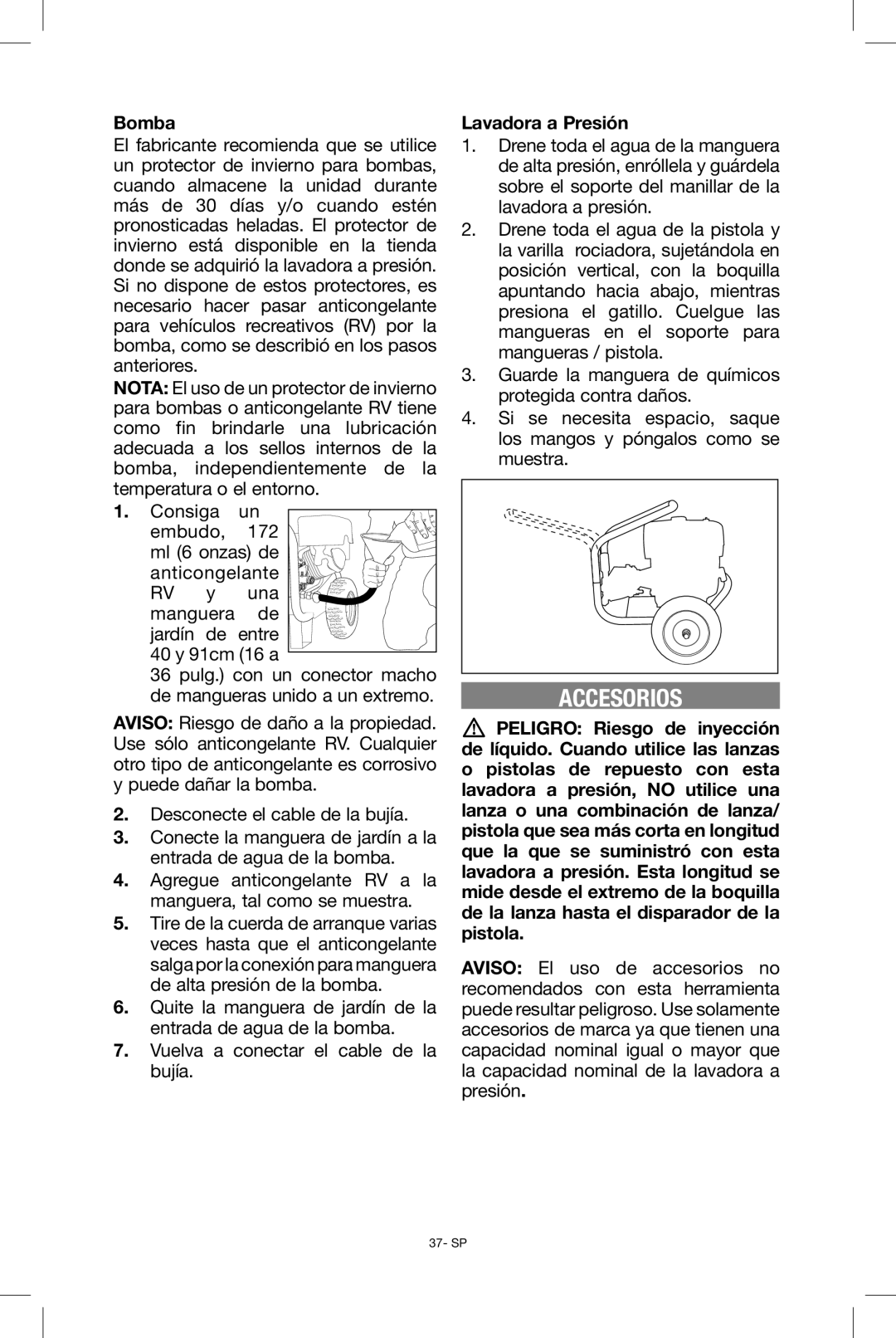 Black & Decker BDP2600 instruction manual Accesorios, Lavadora a Presión 