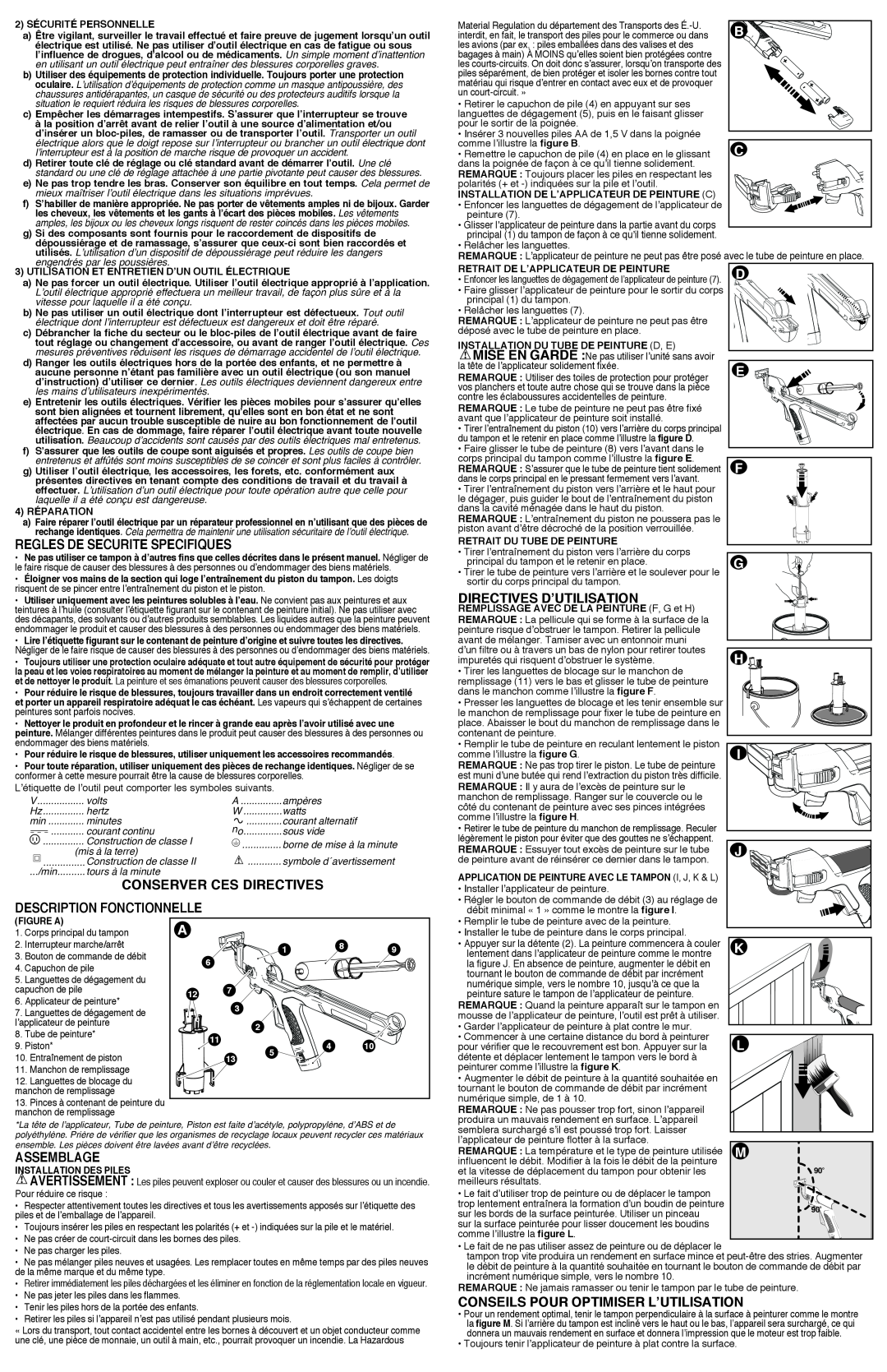 Black & Decker BDPE200B instruction manual Regles De Securite Specifiques, Assemblage, Directives D’Utilisation, Figure A 