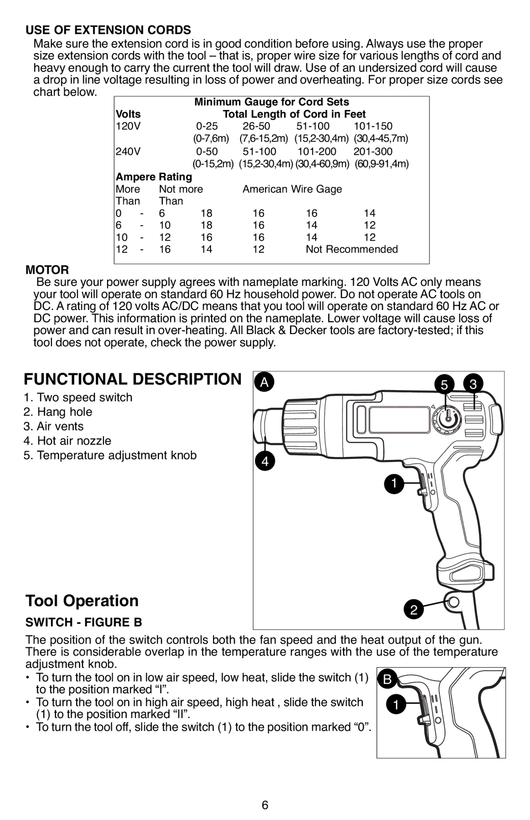 Black & Decker BDPG700 instruction manual Switch Figure B, Volts 