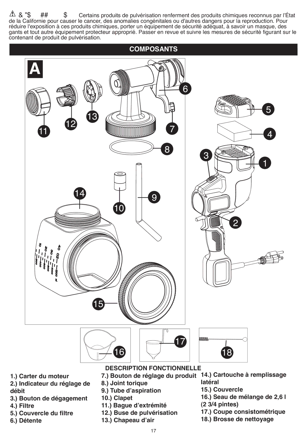 Black & Decker BDPH200B instruction manual Composants, Seau de mélange de 2,6 l 