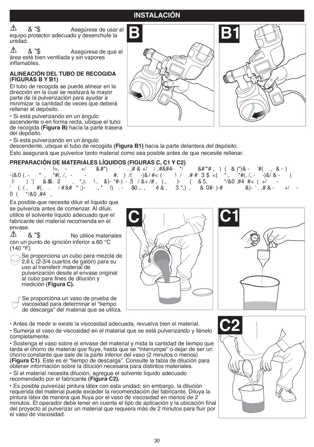 Black & Decker BDPH200 Instalación, Alineación DEL Tubo DE Recogida, Preparaciónde Materiales Líquidos Figuras C, C1 Y C2 
