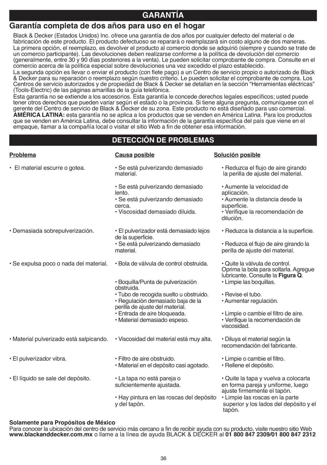 Black & Decker BDPH200B instruction manual Detección DE Problemas, Problema Causa posible Solución posible 