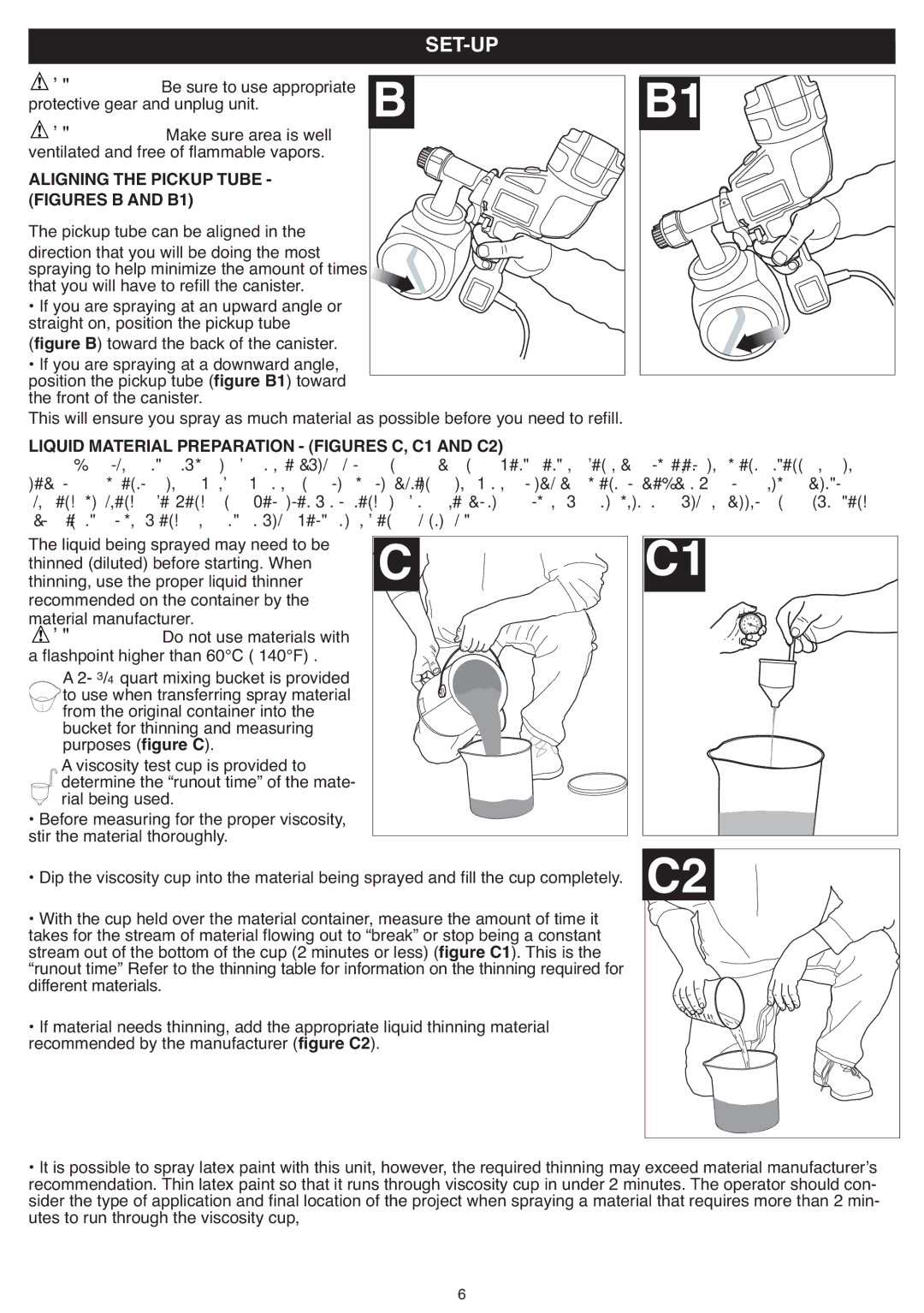 Black & Decker BDPH200B Set-Up, Aligning the Pickup Tube, Liquid Material Preparation Figures C, C1 and C2 