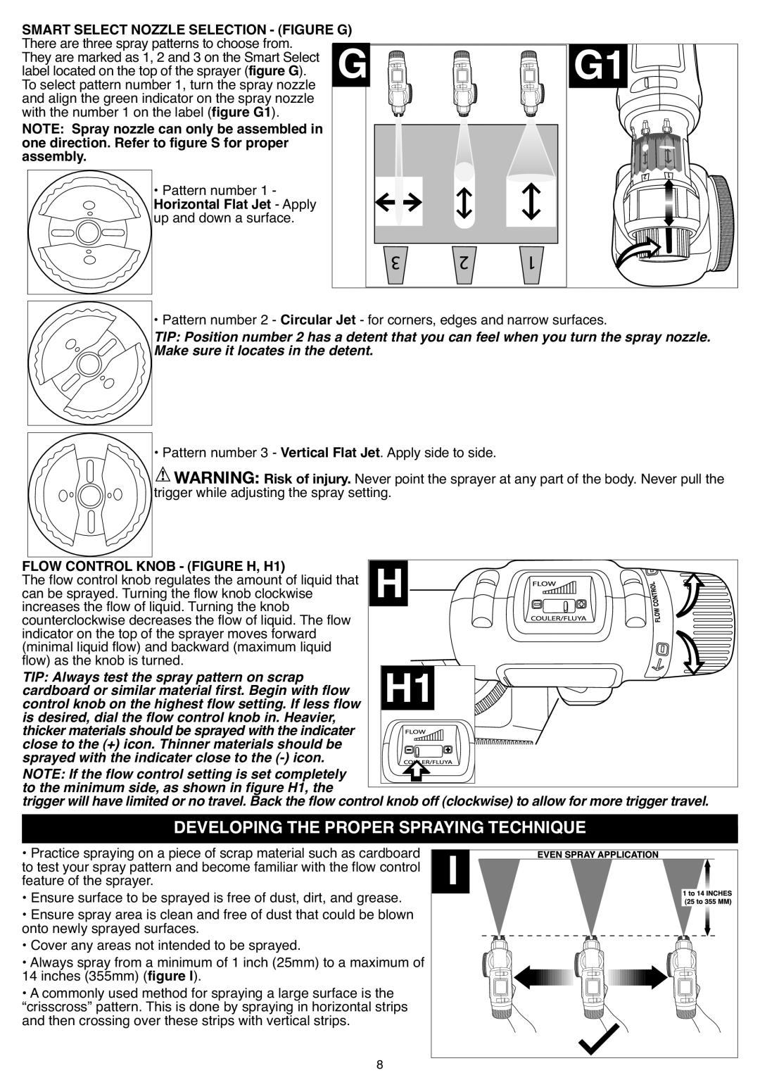 Black & Decker BDPH400 Developing the Proper Sprayingtechnique, Pattern number 3 Vertical Flat Jet. Apply side to side 