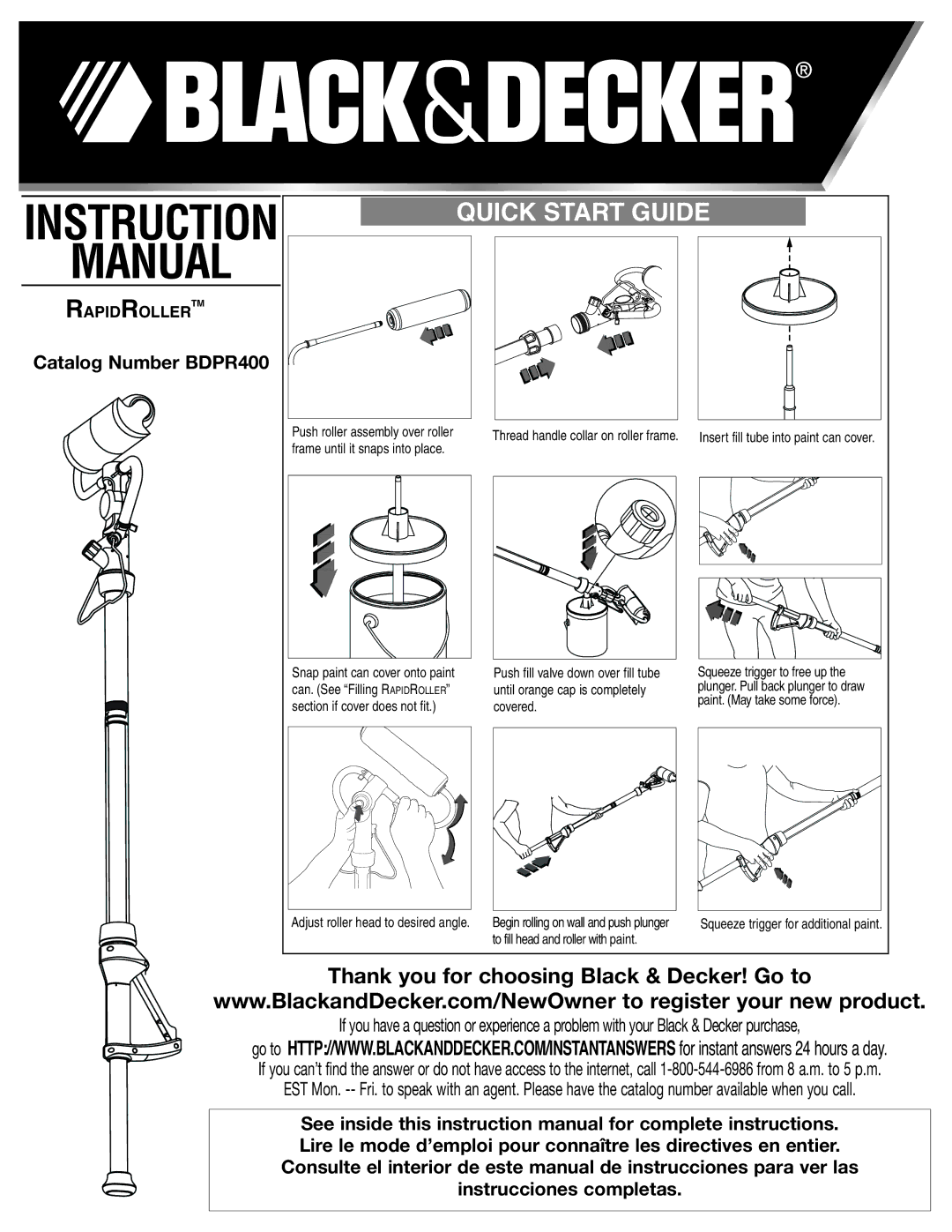 Black & Decker BDPR400 instruction manual Manual, Quick Start Guide 