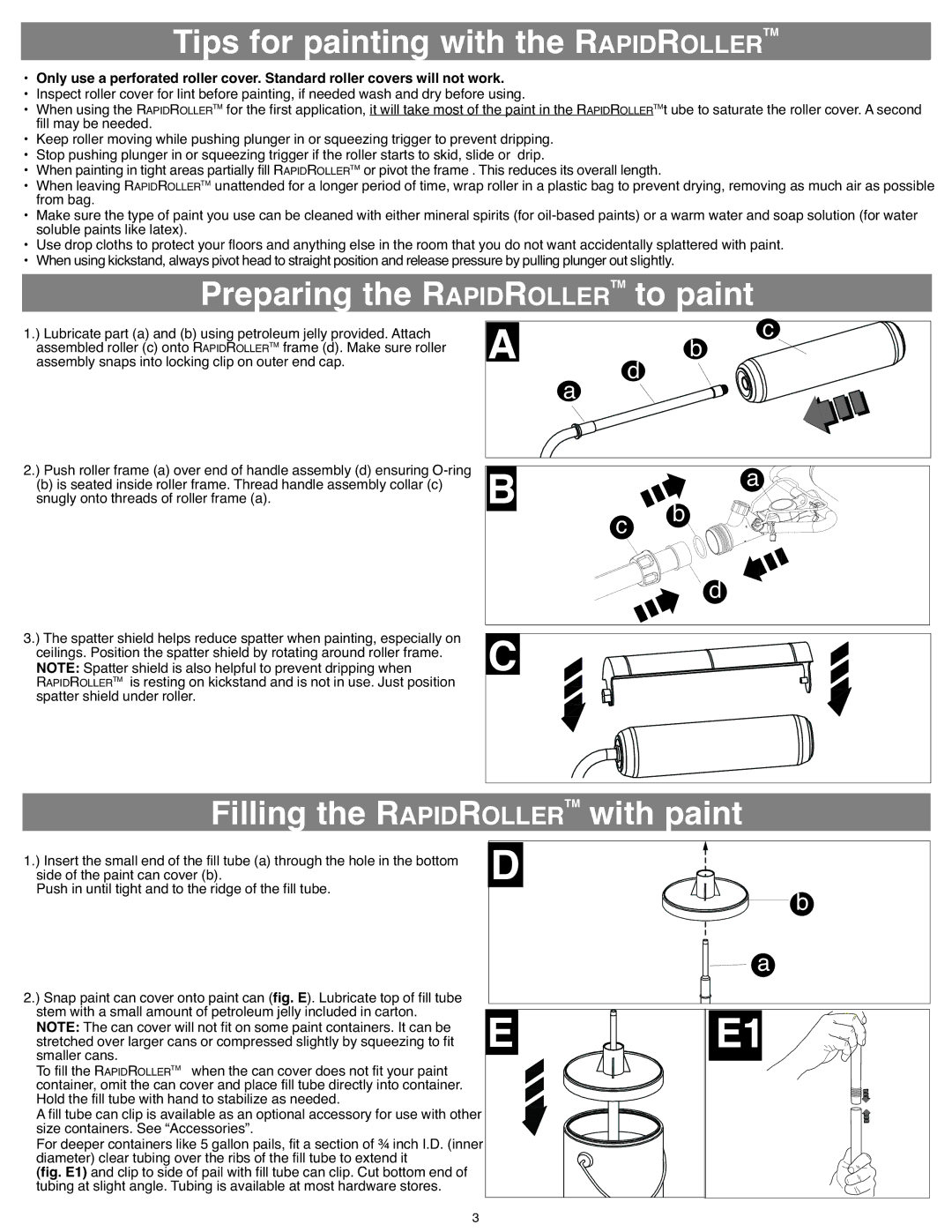 Black & Decker BDPR400 instruction manual Tips for painting with the Rapidrollertm, Apid Ollertm 