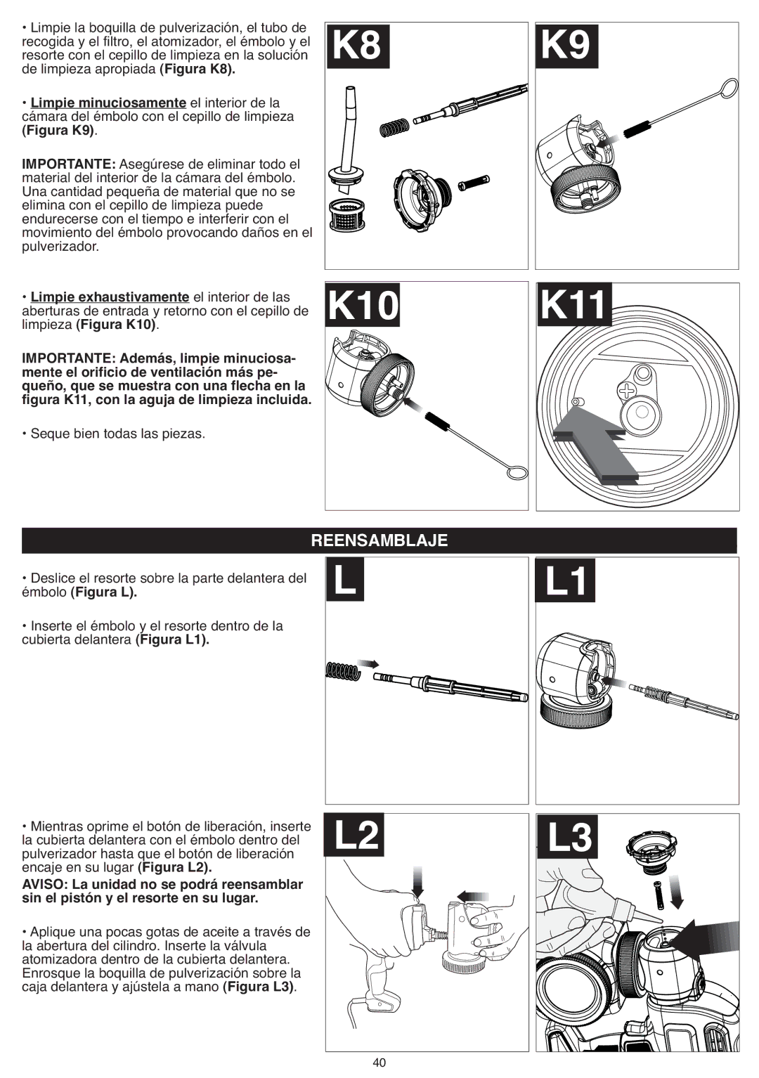 Black & Decker BDPS200 instruction manual Reensamblaje, Seque bien todas las piezas 