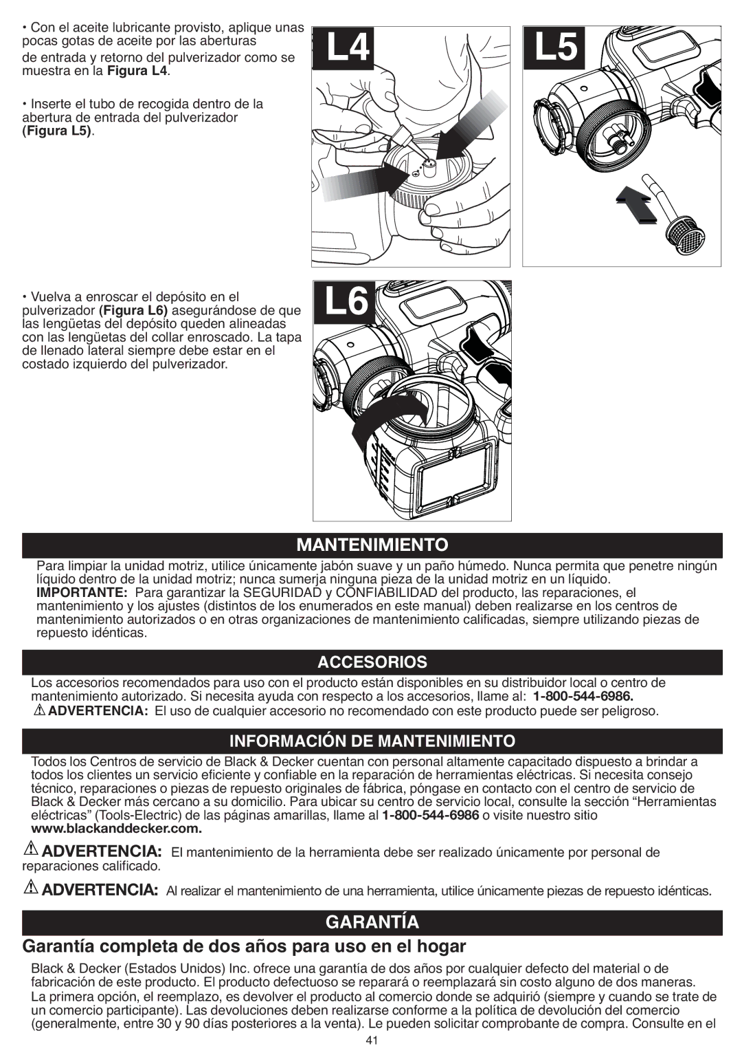 Black & Decker BDPS200 instruction manual Accesorios, Información DE Mantenimiento 