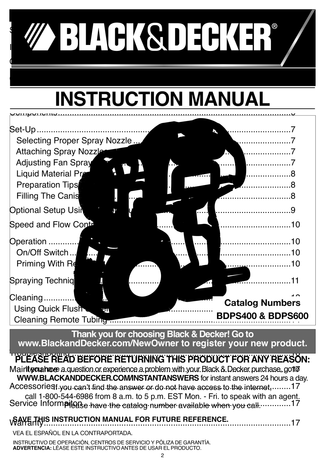 Black & Decker BDPS400K, BDPS600K instruction manual On/Off Switch Priming With Remote Tubing 