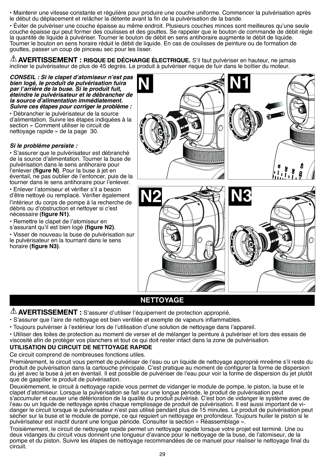 Black & Decker BDPS600K Nettoyage, Gouttes, passer un coup de pinceau sec pour les lisser, Horaire figure N3, Circuit.29 