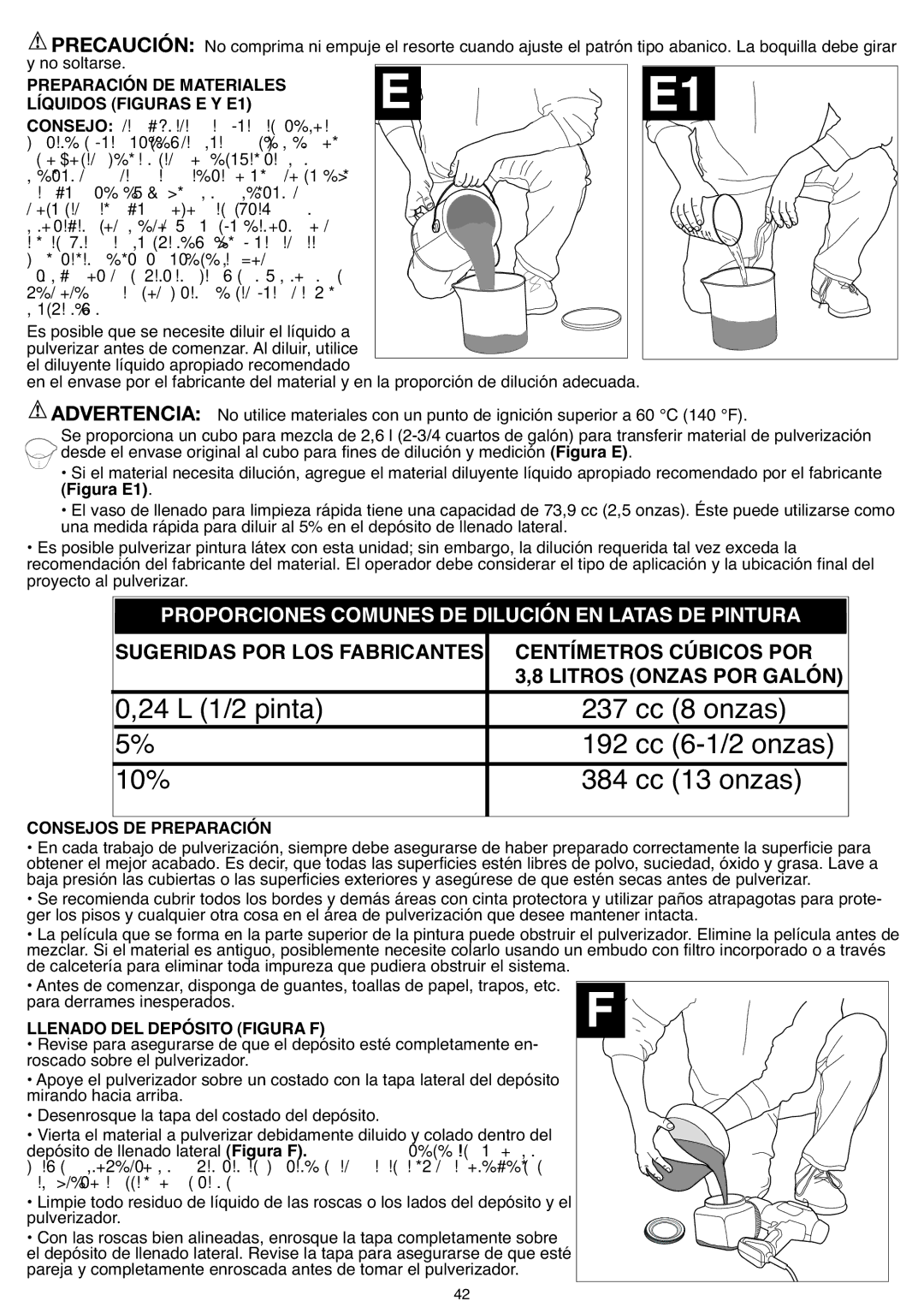 Black & Decker BDPS400K, BDPS600K Proporciones Comunes DE Dilución EN Latas DE Pintura, Consejos DE Preparación 