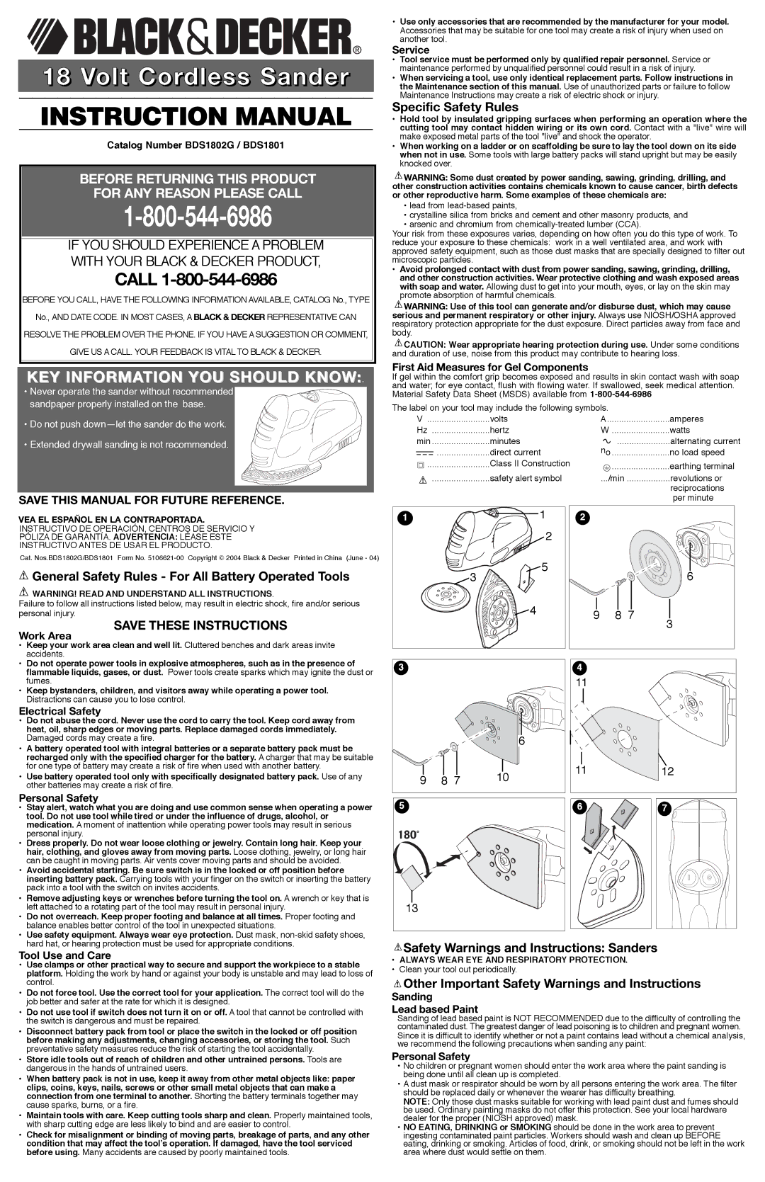 Black & Decker BDS1801 instruction manual Specific Safety Rules, General Safety Rules For All Battery Operated Tools 