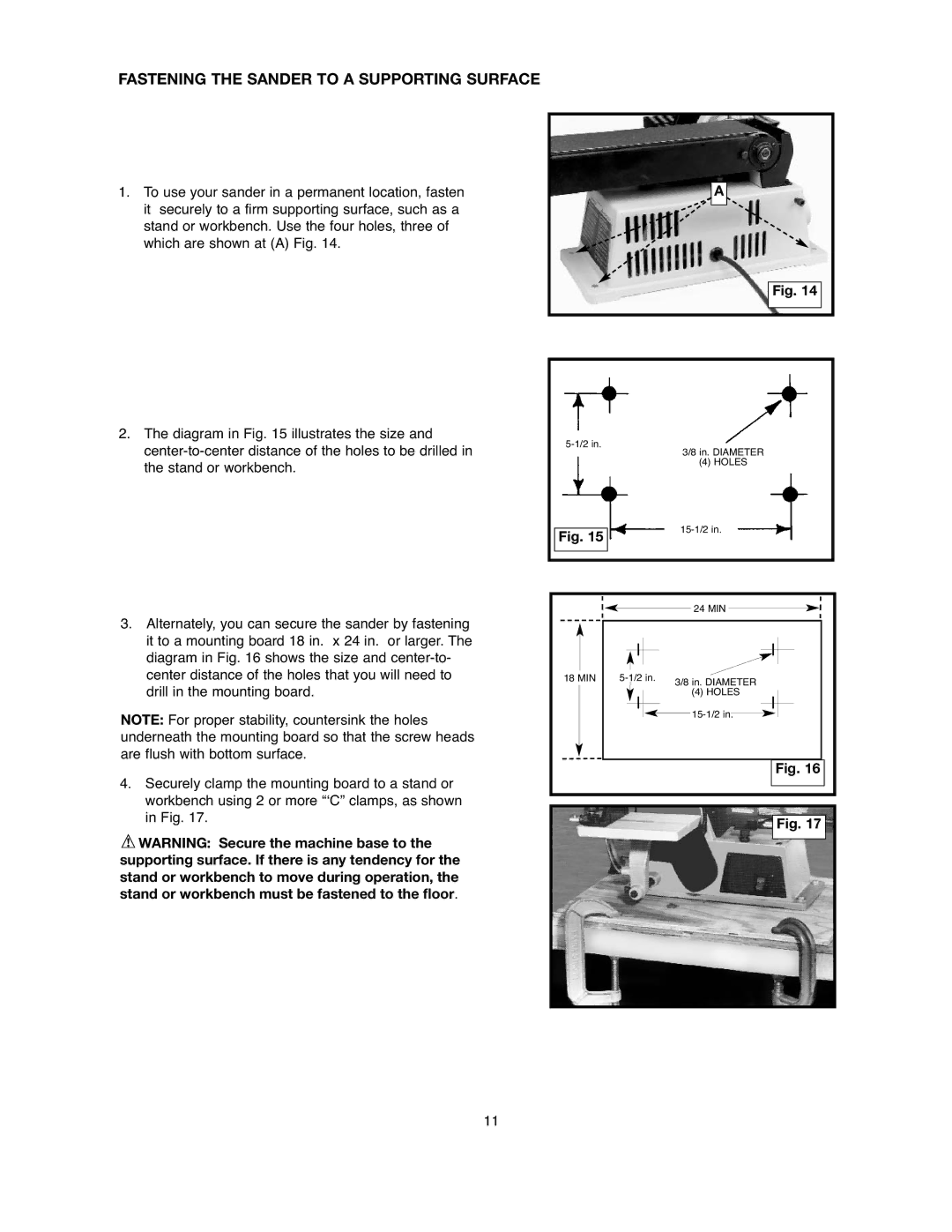 Black & Decker BDSA100 instruction manual Fastening the Sander to a Supporting Surface 