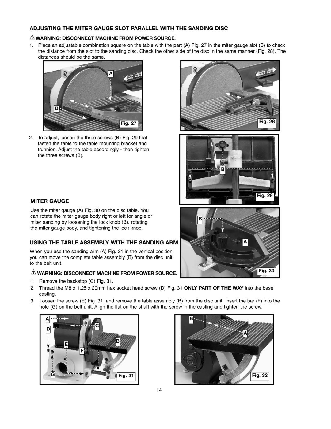 Black & Decker BDSA100 instruction manual Miter Gauge, Using the Table Assembly with the Sanding ARM 