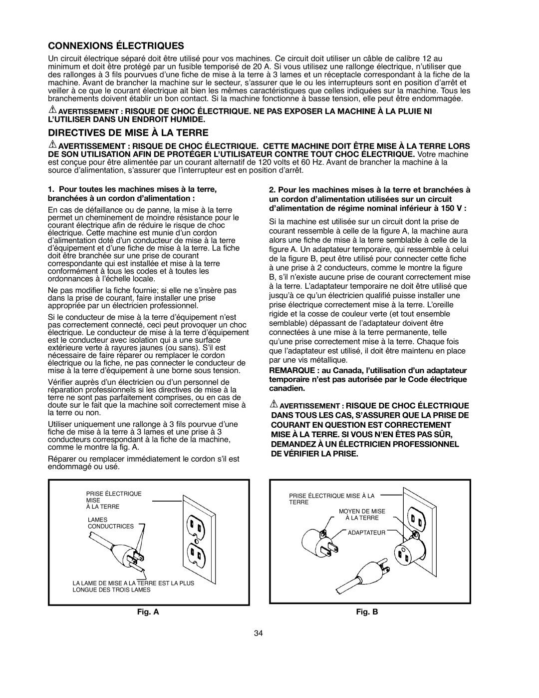 Black & Decker BDSA100 instruction manual Connexions Électriques, Directives DE Mise À LA Terre 