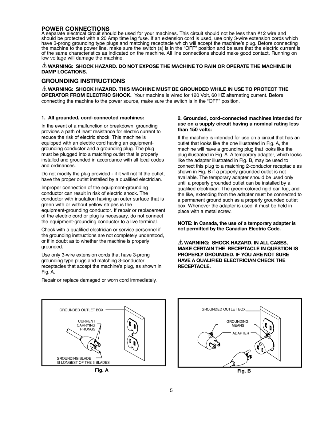 Black & Decker BDSA100 instruction manual Power Connections, Grounding Instructions 